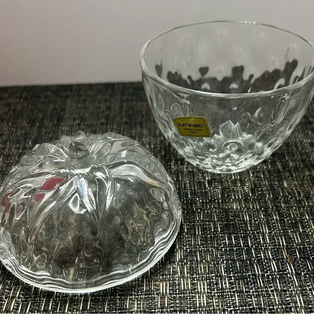 Vintage Strawberry Lidded Glass Trinket Candy Dish in Original Luminarc Box 1992